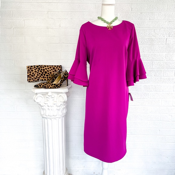 NWT Liz Claiborne Purple Ruffle Sleeve Dress - 12